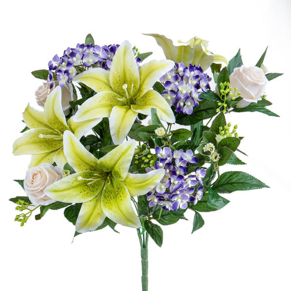 Bouquet artificiel Lys/achillée millefeuille 50 cm Beige online