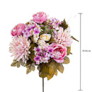 Bouquet Artificiale Composta da Rose e Dalie Altezza 34 cm Viola-2