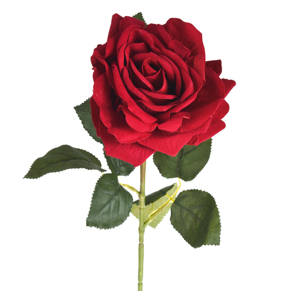 Lot de 8 roses artificielles en velours hauteur 75 cm rouge sconto