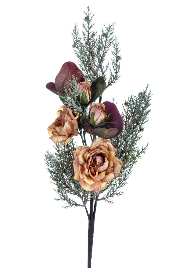 Set 4 Bouquet de Roses Artificielles Aspect Sec Hauteur 68 cm Marron acquista
