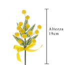12 Mimose Artificiali Pick con Fiocco Altezza 19 cm Giallo-2