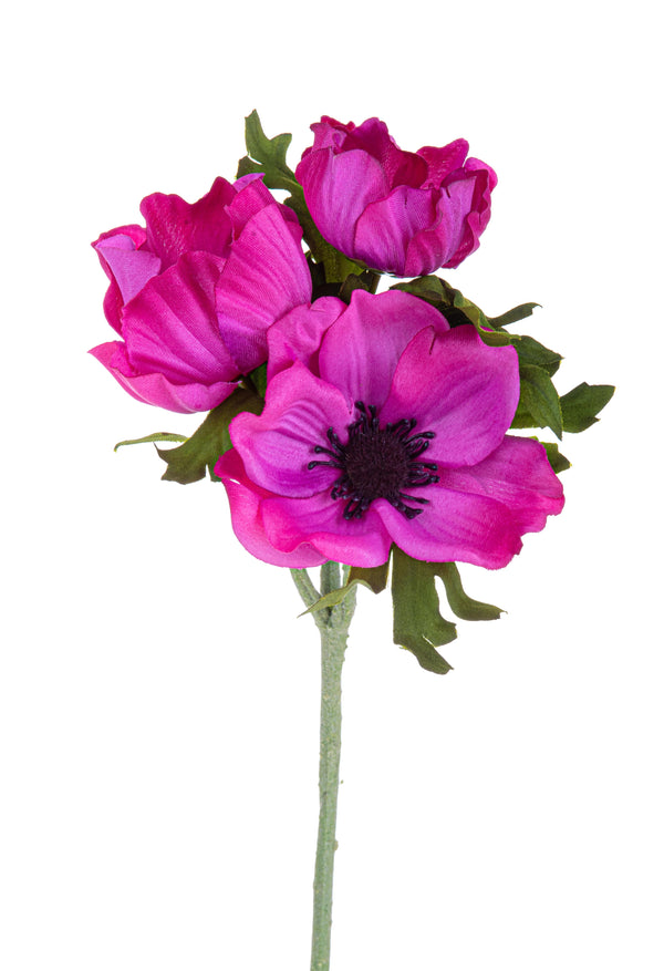 sconto Set 8 Fleurs Artificielles d'Anémone Composé de 3 Fleurs Hauteur 46 cm Rose