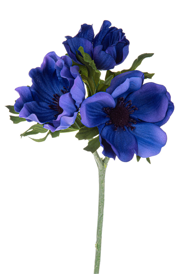 Set 8 Fleurs Artificielles d'Anémone Composé de 3 Fleurs Hauteur 46 cm Bleu prezzo