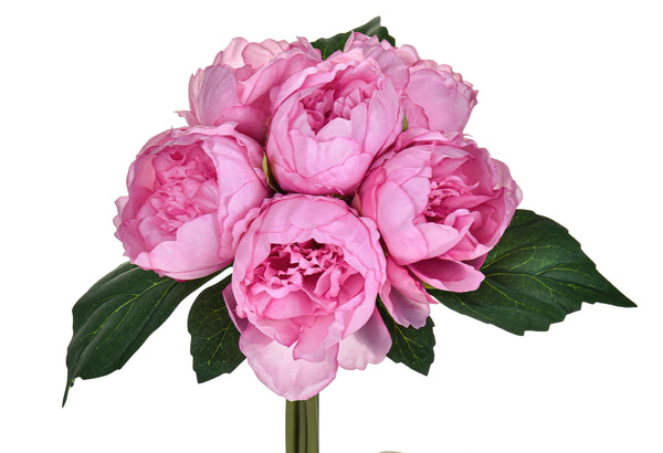 Set 4 Bouquets de Pivoines avec 6 Fleurs Artificielles Hauteur 28 cm Rose prezzo