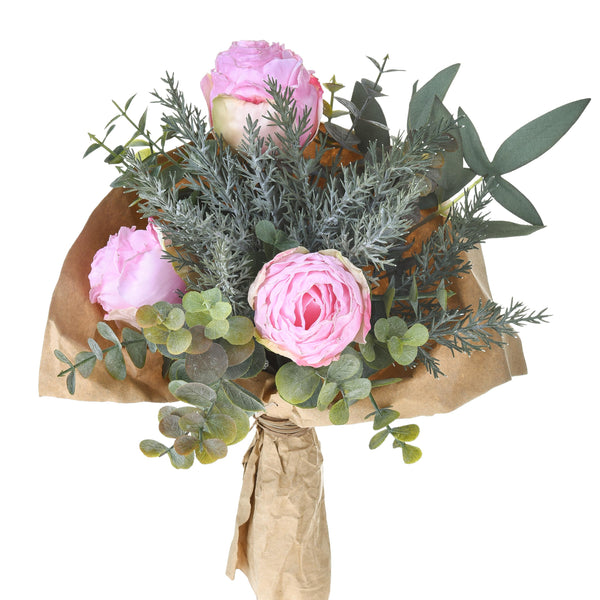 Set 4 Bouquet Artificiel Romantique avec Roses Hauteur 30 cm Rose acquista