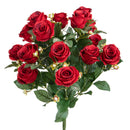 Bouquet Artificiale Rose Boccio/Hiperycum per 13 Fiori rosso-1