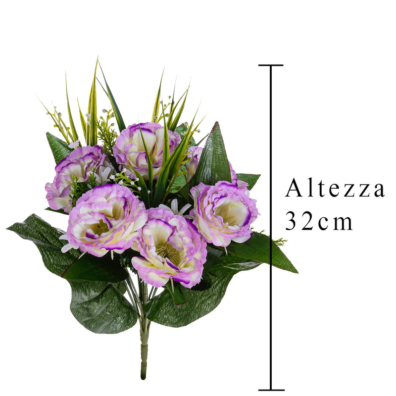 2 Bouquet Artificiali di Lisiantus Altezza 32 cm Rosa-2