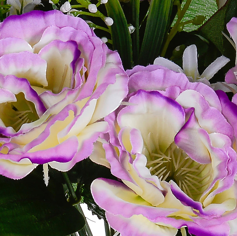 2 Bouquet Artificiali di Lisiantus Altezza 32 cm Rosa-3