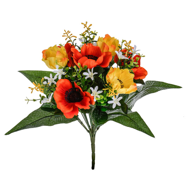 Set 6 Bouquets Artificiels d'Anémones Hauteur 34 cm Orange prezzo