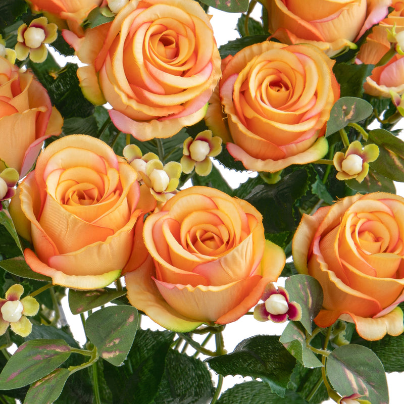 Bouquet Artificiale Rose Boccio/Hiperycum per 13 Fiori Giallo-2
