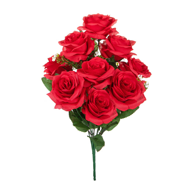 acquista Lot de 3 bouquets artificiels de 9 roses hauteur 43,5 cm rouge