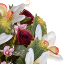 Bouquet Artificiale di Orchidee e Rose Altezza 38 cm Marrone/Ciliegia/Bordeaux-3
