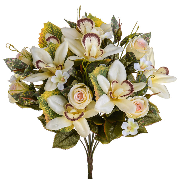 acquista Set 2 Bouquet Artificiel d'Orchidées et de Roses Hauteur 38 cm Rose