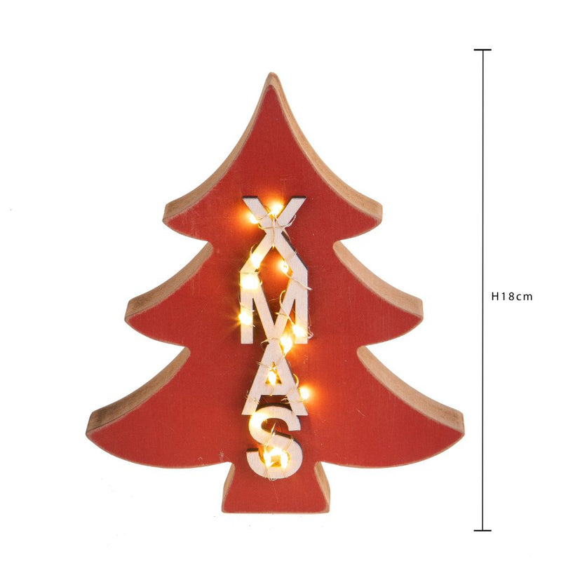 Mini Albero di Natale Decorativo con Led Xmas 18 cm Rosso-2