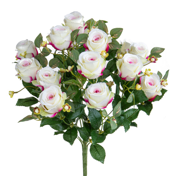 Bouquet Artificiel Bouton de Rose/Hiperycum pour 13 Fleurs Beiges sconto