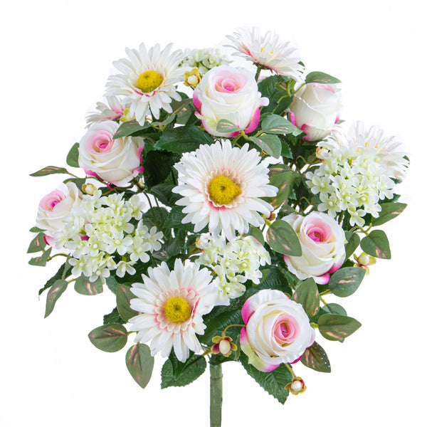 Lot de 2 bouquets de roses/gerberas artificielles pour 16 fleurs beiges prezzo