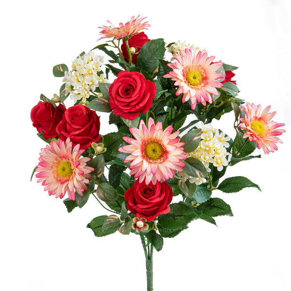 Set 2 Bouquet Artificiel Roses/Gerbera pour 16 fleurs rouges sconto
