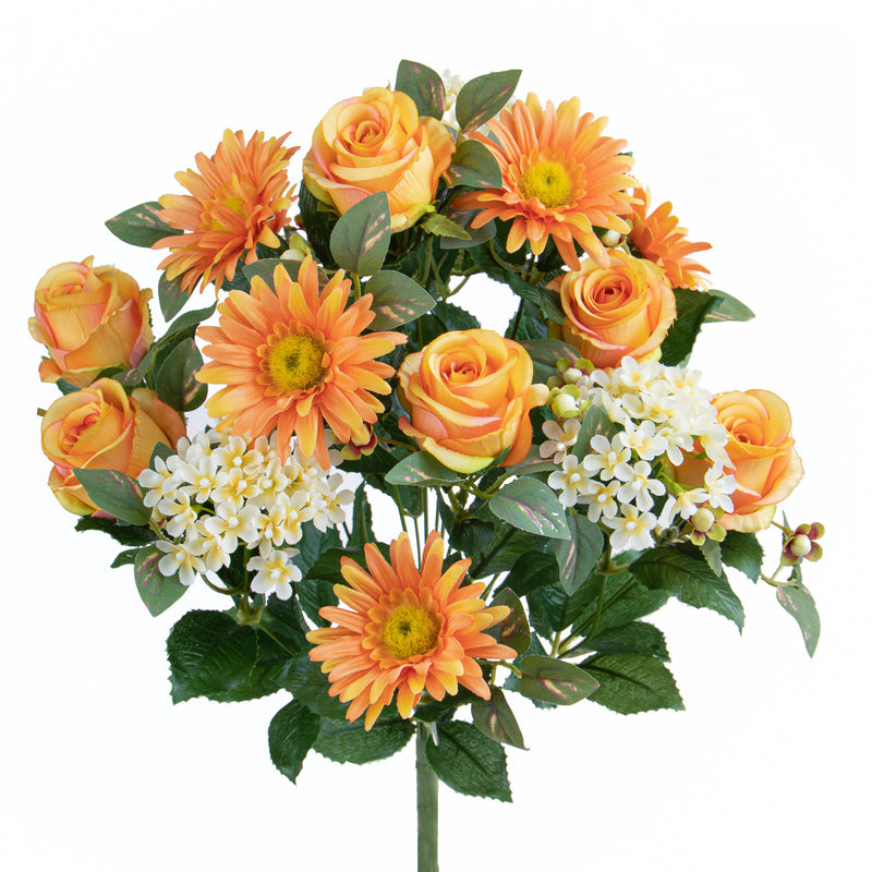 Bouquet Artificiale Rose/Gerbera per 16 Fiori Giallo-1