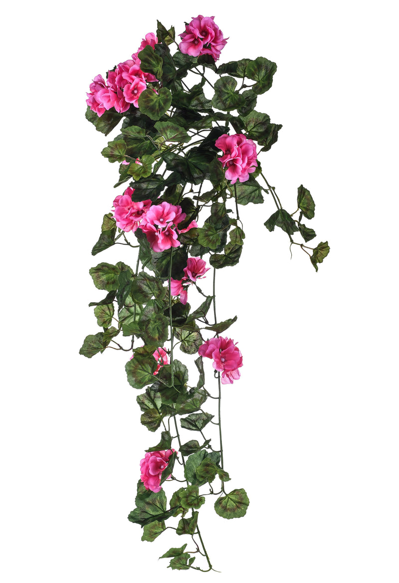 Cespuglio di Geranio Artificiale Pendente Altezza 80 cm Rosa-1