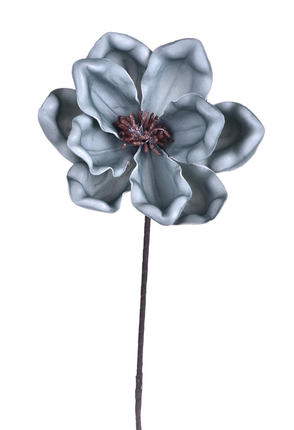prezzo Lot de 3 fleurs de magnolia artificielles hauteur 63 cm bleu