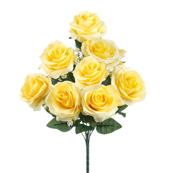 acquista Lot de 3 bouquets artificiels de 9 roses hauteur 43,5 cm jaune