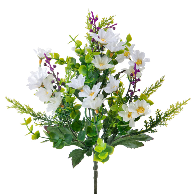 4 Mini Bouquet Artificiali con Margherite Altezza 35 cm Bianco-1