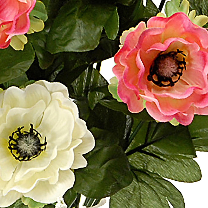 Bouquet Artificiale Composto di 14 Fiori Artificiali di Anemone Altezza 46 cm Rosa-3