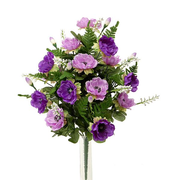 Set 2 Bouquet Artificiel Composé de 14 Fleurs d'Anémones Artificielles Hauteur 46 cm Violet online