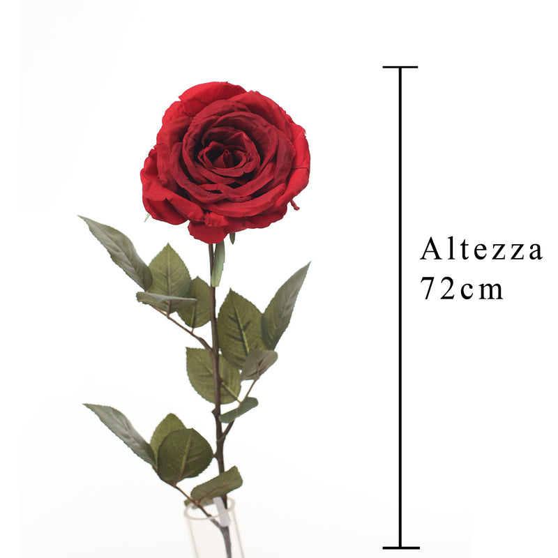 2 Rose Artificiali Calista Altezza 72 cm Rosso-2