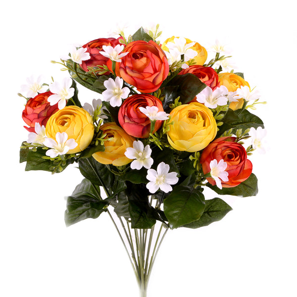 online Set 2 Bouquet de Renoncules Artificiels Composé de 13 Fleurs Hauteur 44 cm Orange