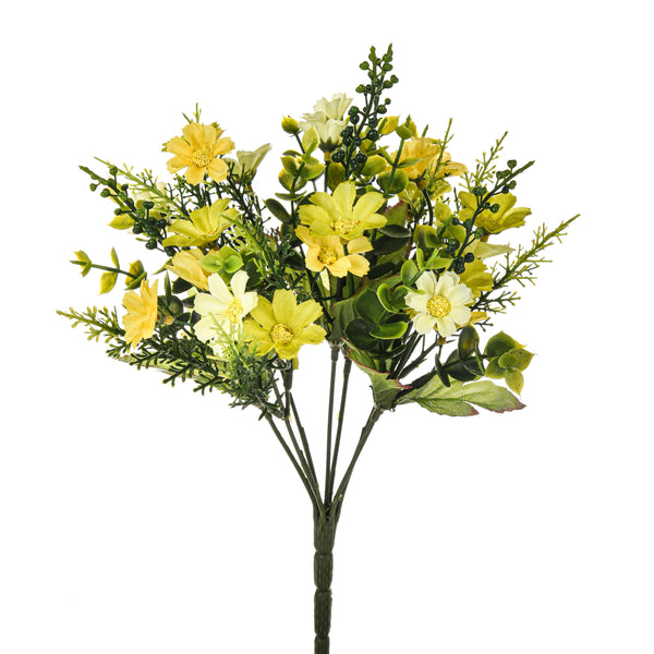 Set 8 4 Mini Bouquets Artificiels avec Marguerites Hauteur 35 cm Jaune sconto