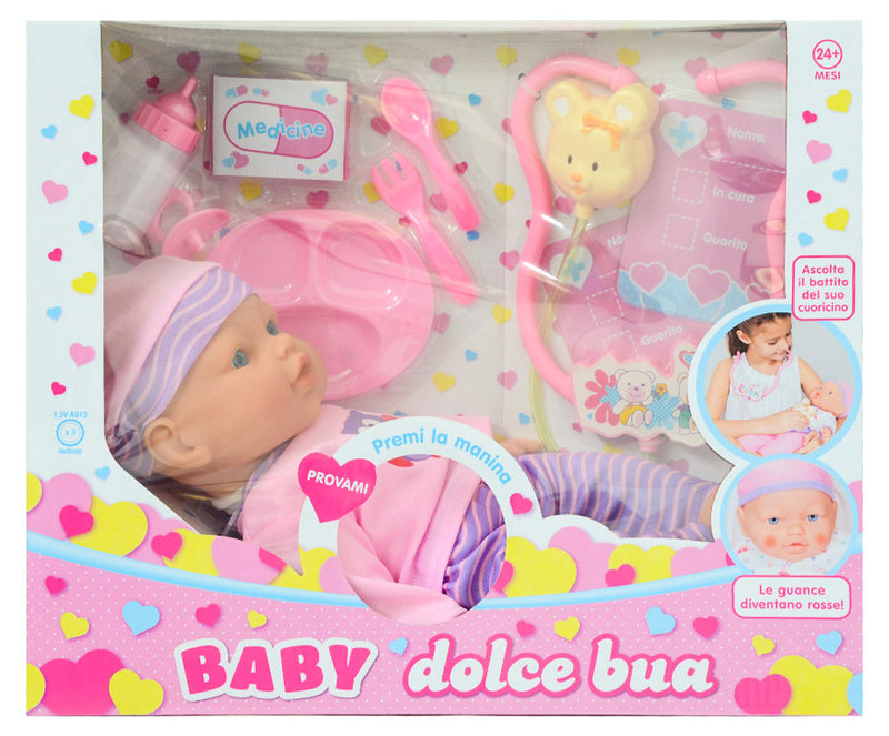 Bambola Bebè Dolce Bua con accessori Rosa-1