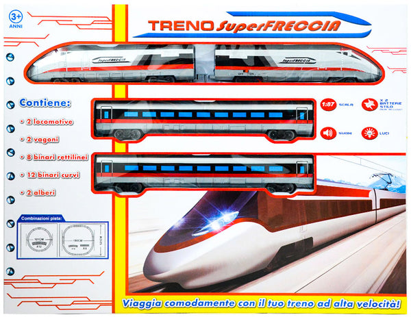 Train électrique avec sons et lumières Kids Joy White Super Freccia Train sconto