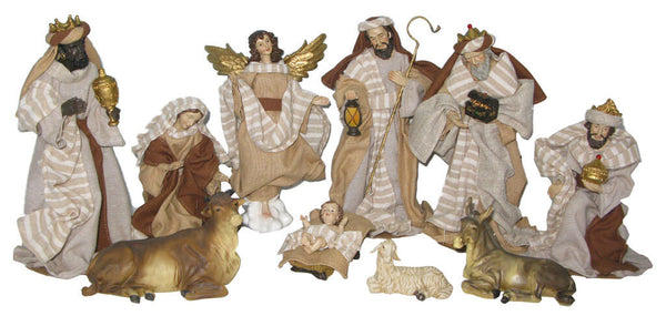 sconto Nativité 10 personnages H25 cm en tissu et résine Vanzetti