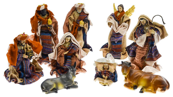 Nativité 9 personnages H25 cm en tissu et résine Vanzetti sconto