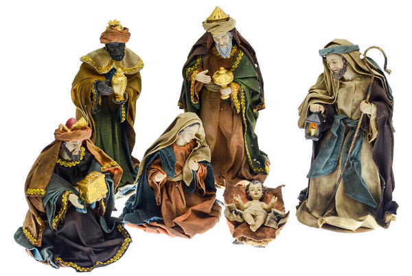 sconto Nativité 6 personnages H22 cm en Résine Vanzetti