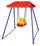 Balançoire de jardin 1 place 150x126x143 cm avec parasol métal enfant bleu et jaune