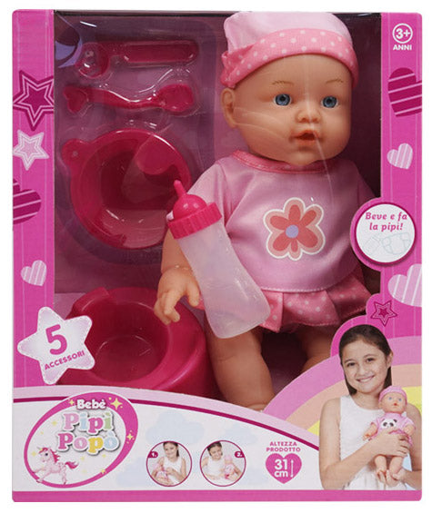 Poupée bébé Pipì Popò H31 cm avec sons et accessoires roses prezzo