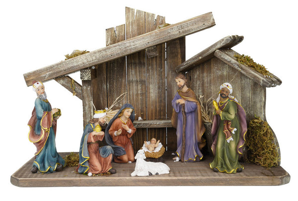 acquista Nativité 7 personnages H12,5 cm avec cabane en résine