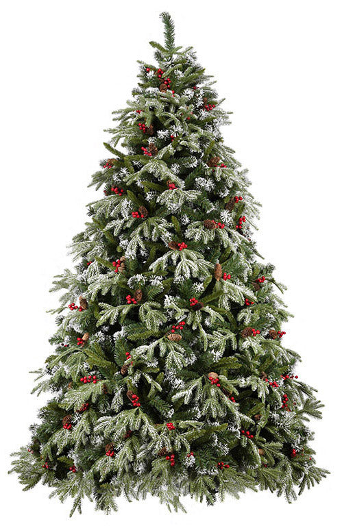 Sapin de Noël artificiel enneigé 210 cm 62 branches avec pommes de pin et baies Pin murge vert prezzo