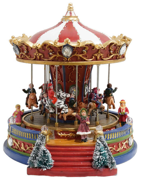 Carrousel Carrousel de Noël tournant en résine avec lumières et sons Vanzetti online