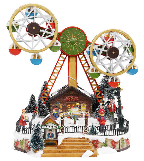 prezzo Village de Noël en Résine avec Lumières et Sons 31x29x28 cm Vanzetti Grande Roue Carrousel