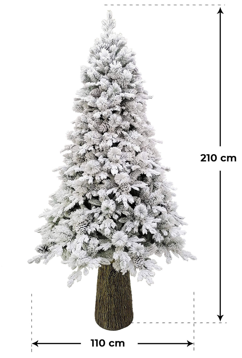 Albero di Natale Artificiale Innevato 210 cm 39 Rami Cedro del Gargano Verde-2