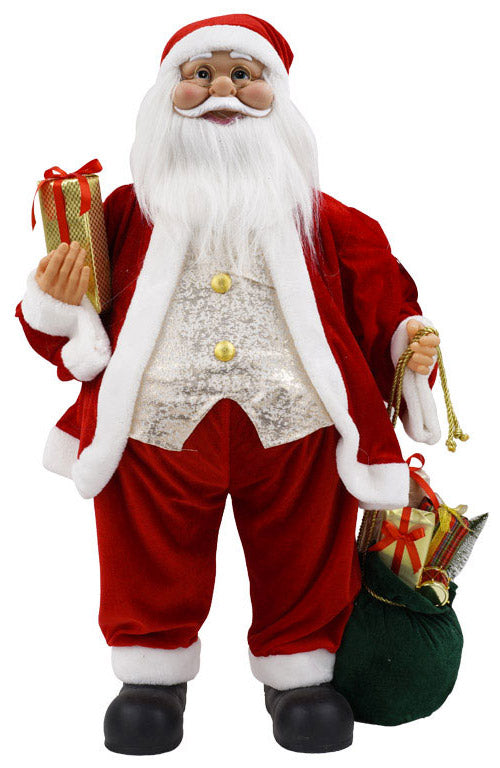 acquista Marionnette Père Noël H80 cm avec sac et boîte cadeau rouge