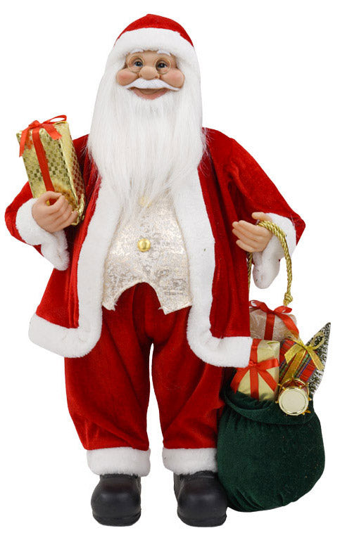 Marionnette Père Noël H60 cm avec sac et boîte cadeau rouge acquista