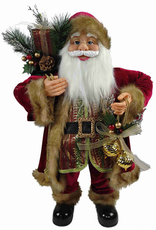 sconto Marionnette Père Noël H60 cm avec vêtements en tissu rouge