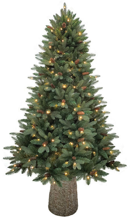 Sapin de Noël Artificiel 210 cm 48 Branches avec 300 LED et Tronc de Pin Irpinia Vert sconto