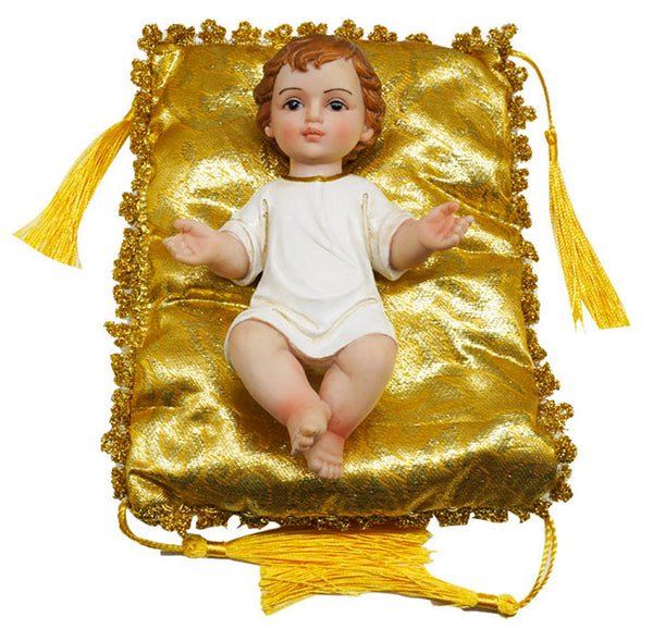 Enfant Jésus 15 cm en Résine avec Coussin Doré acquista