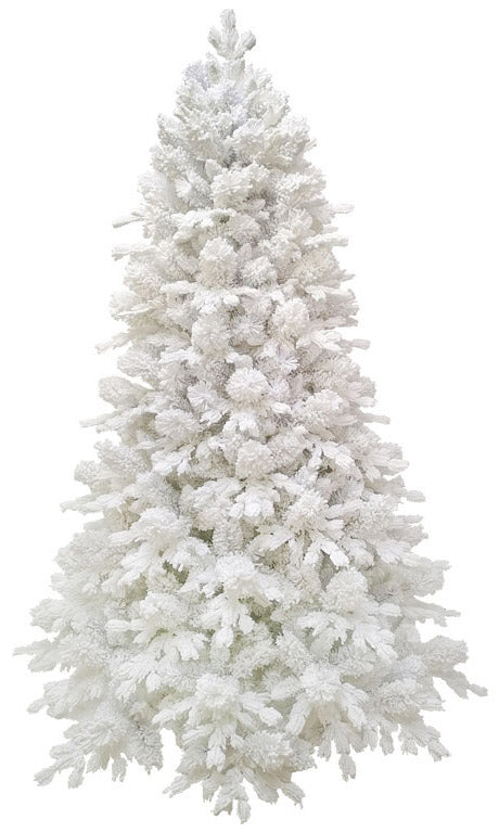 Albero di Natale Artificiale 240 cm 73 Rami  Bianco Floccato del Gargano-1