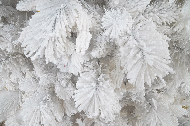 Albero di Natale Artificiale 180 cm 39 Rami  Bianco Floccato del Gargano-2